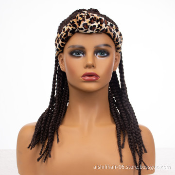 Braided hair headband wigs wholesale black soft braiding fiber synthetic hair wigs for black women